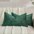 FUTEI Christmas Dark Green Flannel Throw Pillow Covers 12x20 Inch Set of 2,Soft Dimensional Textured Lumbar Pillow Cases,Modern Home Decor for Couch Living Room