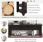 LKTART Solid Wood Console Table,Sofa Table with Storage Drawers and Bottom Shelf,Entryway Table for Entry Hallway Foyer,Easy Assembled (48.8" Distressed Black)