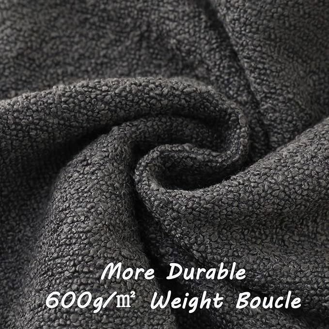 FUTEI Pack of 2 Dark Grey Decorative Throw Pillow Covers 26x26 Inch Soft Cozy Solid Boucle Textured Euro Pillow Shams,Modern Home Decor for Couch Bed Living Room
