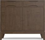 SIMPLIHOME Harper Solid Hardwood 40 inch Wide Mid Century Modern Entryway Storage Cabinet in Walnut Brown for The Living Room, Entryway and Family Room
