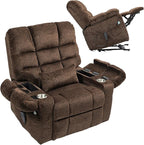 3-Motor Lift Chair with Adjustable Seat Height Zero Gravity Lay Flat Recliner with Heat Massage, Big Man Lift Recliners 400 lbs for Elderly Storage Cup Holders, Tall Man Recliner