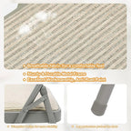 6 Pack Folding Chairs Fabric Dining Chair Set with Padded Cushion and Back, Indoor Outdoor Foldable Seat with Steel Frame for Home Office Events Wedding Party, Oatmeal Strip Seating