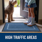 OLANLY Front Door Mat Indoor Outdoor Entrance, Waterproof All-Season, All-Weather Doormat, Sturdy Natural Rubber, Fade Resistant, Low Profile, Easy Clean Patio Porch Entryway Mat, 33x21, Light Blue