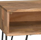 SIMPLIHOME Hunter Console Table - 55 Inch Wide Solid Mango Wood and Metal Sofa Table in Natural, Industrial Storage Table for Entryway or Living Room with 2 Open Cubbies and Black Hairpin Legs