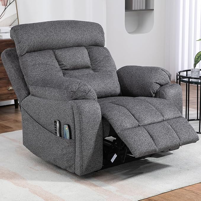 Oversized Lazy Boy Recliner Chair, 4 Motor Recliner with Power Headrest and Lumbar, Nursing Lift Chair with Vibrating Massage and Heated Seat