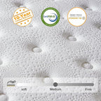 Queen Mattress, 12 Inch Hybrid Mattress in a Box, Memory Foam and Individual Pocket Springs, Soft and Breathable, Soft Feel