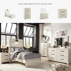 Signature Design by Ashley Cambeck Farmhouse Twin Panel Bed with Sconce Light and USB Ports, Foundation or Box Spring Needed, Whitewash