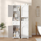 Maupvit 65" Tall Bathroom Storage Cabinet, Narrow Storage Cabinet with 2 Doors and Drawer, Bathroom Organizers with Adjustable Shelves for Living Room, Entryway, White
