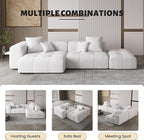 WJShome Modular Sectional Sofa,140inch Cloud Couch Deep Seat Sectional Couches for Living Room,Modern Linen Upholstered Loveseat Couch with Pillow for Home,White
