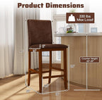 COSTWAY Counter Barstools Set of 2, 26 Inch Counter Height Stools with Upholstered Seat & Backrest, Armless High-Top Chairs with Rubberwood Legs for Kitchen Island, Dining Room, Pub