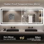 96x36 Inch LED Bathroom Mirror with Lights Front and Backlit Lighted Vanity Mirror for Bathroom Wall with 3 Colors Dimmable Anti-Fog Memory Shatter-Proof IP54 Waterproof Horizontal/Vertical