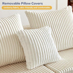 100.7 Inch Cloud Sectional Couch, Boneless Sofa for Living Room, Corduroy Modular Couch with L Shape Chaise, Modern Compressed Sofa in a Box, Memory Foam Filling (Beige)