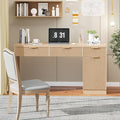 60" Executive Desk with Fluted Drawers, Wood Home Office Desk with Storage Cabinet, Charging Station, Fluted Computer Writing Desk for Study, Living Room.