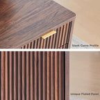 T4TREAM 60'' Fluted Executive L Shaped Desk, Modern Home Office Desk with Charging Station and File Drawer, Computer Corner Desks with Drawers & Storage Cabinet for Office Home, Bedroom, Dark Walnut