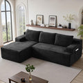 96''Sectional Couches for Living Room,Modern Modular Sectional Sofa,Upholstered Boneless Couch with Pockets,Comfy Cloud Couch with L Shaped Chaise (Black, 96''W Left Facing Chaise)