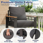 Aoxun Aluminum Patio Furniture Set 4 Seats, Oversized Outdoor Sectional with Washable Cushions, Coffee Table and Waterproof Cover, Patio Conversation Sets for Porch, Balcony, Deck