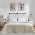 UEV King Headboard Only, Wall Mounted Hanging Upholstered Bed Head Board, Modern Vertical Channel Design of Fine Linen, Elegant Light Yellow Fluted Headboard for Bedroom (Light Yellow, Queen Size)