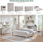 T4TREAM Farmhouse 5 Drawers Dresser Chests for Bedroom, Wood Rustic Tall Chset of Drawers,Dressers Organizer for Bedroom, Living Room,Hallway, Antique Brush White