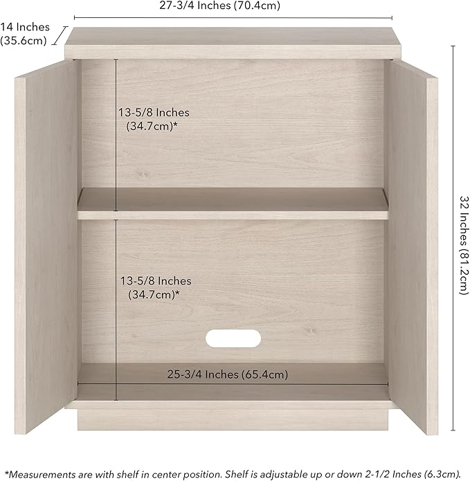 Henn&Hart Alston Accent Cabinet, 28" Wide, Alder White