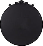 Kate and Laurel Arendahl Ornate Glam Round Mirror, 24 Inch Diameter, Black, Dramatic Baroque Style Wall Mirror for Vintage Antique Inspired Home Decor Aesthetic