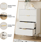 White Dresser for Bedroom, Modern Wide Dresser with Gold Pulls and 4 Drawers for Bedroom, Closets, 15.7" D x 23.6" W x 37.4" H