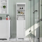 Yaheetech Tall Slim Storage Cabinet with 3 Shelves & Door, Freestanding Linen Cabinet for Bathroom, Living Room, Entryway, 16 x 12 x 60.5 Inches, White
