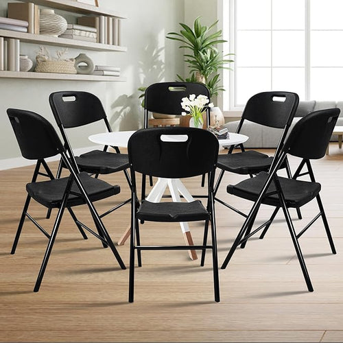 10 Pack Folding Chair, 700 lb Weight Capacity,Indoor/Outdoor Heavy Duty Foldable Chairs for Restaurants, Kitchens, Picnics, Races, Parties & Weddings. (10, Black)