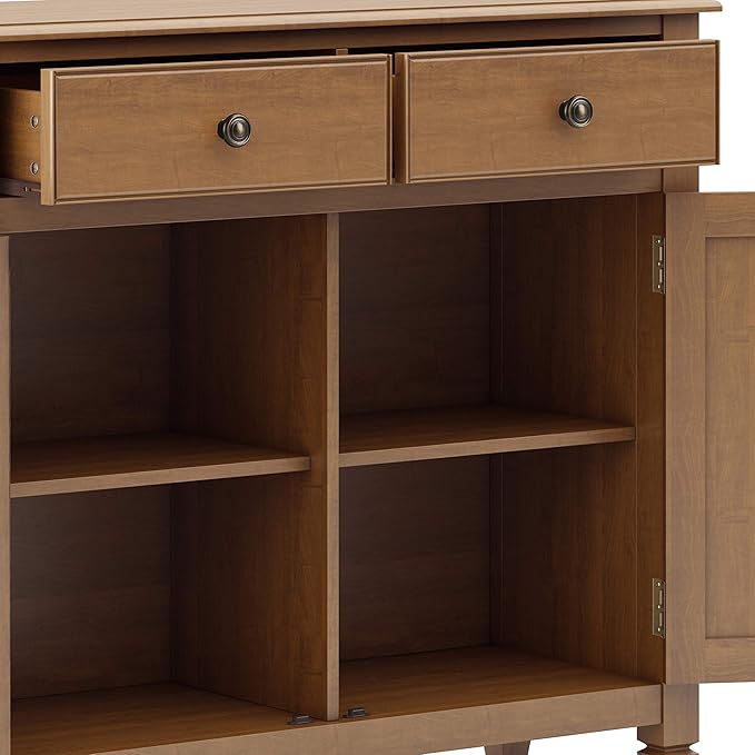 SIMPLIHOME Connaught 40-inch Wide Solid Wood Storage Cabinet in Light Golden Brown for Entryway, Living Room , Organizer for Hats, Gloves, Shoes, Keys, Slim Design, Traditional Style