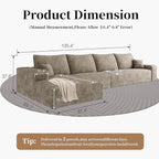 135.4'' Oversized Cloud Sofa Sectional Couch, Boneless Couch with L-Shape Chaise, Upholstered Compression Modular Sectional Sofa for Living Room, No Assembly Required (Camel, Left Facing Chaise)