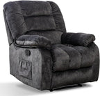 ANJHOME Massage Recliner Chairs with Heat and Vibration,Overstuffed Manual Rocking Reclining Chair for Living Room Bedroom (Grey)