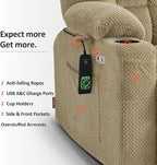 MCombo Dual Motor Power Lift Recliner Chair for Elderly, Lay Flat Lift Chair with Heat and Massage, Petite Lift Chair, Cup Holders, USB A&C Ports, Fabric 7893 (Small, Beige)