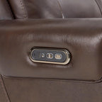 Watson & Whitely Genuine Leather Power Recliner Chairs for Adults, Lay Flat Recliner with Power Headrest, USB Ports and Cup Holders, Electric Reclining Sofa for Living Room, Bedroom, Dark Brown