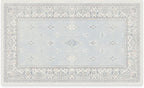 RUGGABLE Washable Vintage Area Rug – Verena Soft Blue 3x5, Stain-Resistant, Non-Slip – Small Machine Washable Rugs for Living Room, Bedroom, Hallway, Entryway & Office–with Cushioned Pad