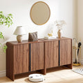 BERRYMERRY 2 Door Fluted Sideboard Buffet Cabinet with Storage, Modern Wood Cabinet with Adjustable Shelves for Living Room, Dining Room (Brown 4 Doors)