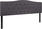 EMMA + OLIVER Tufted Upholstered King Size Headboard in Dark Gray Fabric