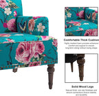 Accent Chair, Mid Century Modern Comfy Armchair for Living Room, Linen Fabric Single Sofa Lounge for Reading Bedroom Apartment Waiting Room with Wood Legs (Floral, Set of 2)
