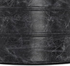 SIMPLIHOME Connor Boho Round Pouf in Distressed Black Genuine Leather for the Living Room, Bedroom and Kids Room