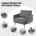 Oversized Accent Chair for Living Room Chairs Reading Arm Chair Comfy Modern Single Sofa Side Chairs with Metal Legs & Soft Cushion for Bedroom, Waiting Room (Chenille Dark Grey, Set of 1)