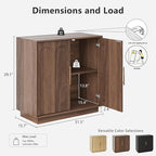 Sideboard Buffet Cabinet with Storage, Mid Century Modern Accent Cabinet with Arched Doors, Modular Media Console, Minimalist Credenza for Living Room Kitchen Dining Room Entryway, Walnut