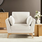 VANOMi Large-Sized Accent Chair, Thick Cushion Bedroom Reading Chair, Comfortable Living Room Single Sofa, Chenille White