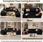 130'' Modern Modular Sectional Sofa with Ottoman, 8 Seater U Shaped Cloud Couch for Living Room, Oversized Deep Seat Convertible Sofa Set, Plush Corduroy Black