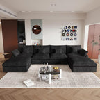 JACH U-Shaped Sectional Couches for Living Room, Cloud Sectional Couch with Deep Seat, 155.9" Modular Sofa with Chaise, Covers Removeable & Washable, Sofas Furniture for Living Room, Black