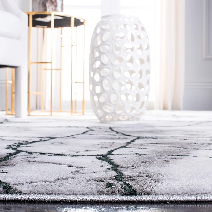 SAFAVIEH Craft Collection Area Rug - 10'6" x 14', Grey & Green, Modern Abstract Design, Non-Shedding & Easy Care, Ideal for High Traffic Areas in Living Room, Bedroom (CFT877Y)