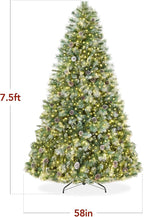 Best Choice Products 7.5ft Pre-Lit Scotch Pine Christmas Tree, Premium Frosted Pre-Decorated Artificial Holiday Decor w/ 1,320 Branch Tips, 2-in-1 White and Multicolor LED Lights, Cordless Setup