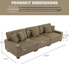 Modular Sectional Couches for Living Room, 118" Modern Upholstered 3-Seater Sofa Couche for Living Room Bedroom, Camel