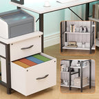 YOUNGAR Office Desk L Shape with File Drawers&Power Outlet, 69.3 Inch Reversible L Shaped Computer Desks,Corner L Shape or Long Desk Set up, Monitor Stand &Storage Shelves,LED Lights&CPU Stand,White