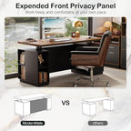 71" Standing Desk with 2 File Cabinet, AC/USB, 1.18" Desktop, L Shaped Height Adjustable Desk, Electric Furniture Set with Multiple Functions for Home and Office, Black Walnut