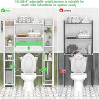 Over The Toilet Storage with 2 Drawers - 11 Tier Bathroom Organizer Freestanding Space Saver Storage Rack with Adjustable Shelf Above Toilet Stand with 4 Hooks for Restroom, Laundry, White
