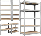 Yaheetech Standing Shelf Units, 5 Tier Storage Shelf, Heavy Duty Shelving, Adjustable Garage Shelves, Utility Rack Shelf Unit, Basement Warehouse Shed, 35.5" Wx 16" D x 71" H - Silver