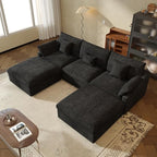 JACH U Shaped Sectional Couches, Cloud Sectional Couch with Deep Seat, 119" Down Filled Modular Sofa with Chaise, Covers Removeable & Washable, Sofas Furniture for Living Room, Black